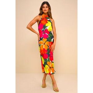 Lulus Admirable Invite Satin Halter Midi Dress